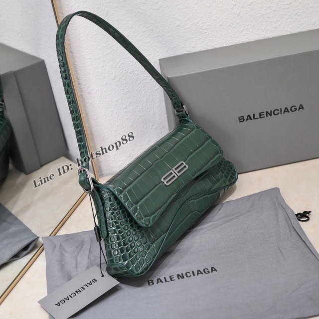 Balenciaga專櫃爆款鱷魚紋墨綠女包 巴黎世家小號XX系列腋下包 fyj2016